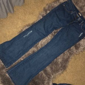 Frankie B low rise boot cut distressed jeans